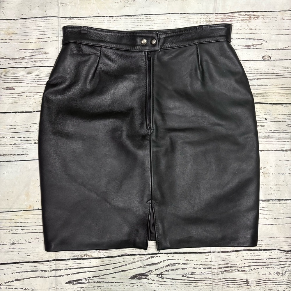 Chic Black genuine leather Pencil Skirt